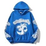 Hellstar Brand Printed Blue Hoodie