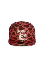 Hellstar Brand Red Fitted Cheetah Print Hat