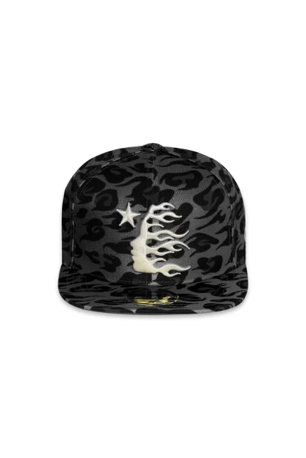 Hellstar Merch Fitted Cheetah Print Black Hat